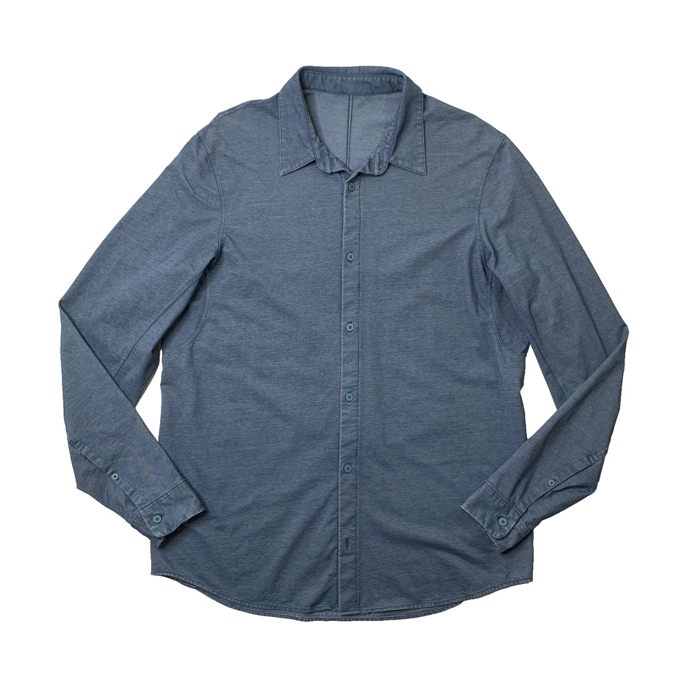 Lululemon Shirt Mens L Large Blue-Gray Commission Long Sleeve Button Up Collared